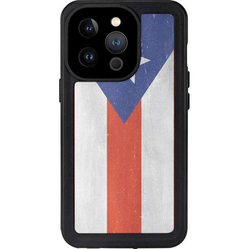 Puerto Rico Flag Distressed iPhone 14 Pro Waterproof Case